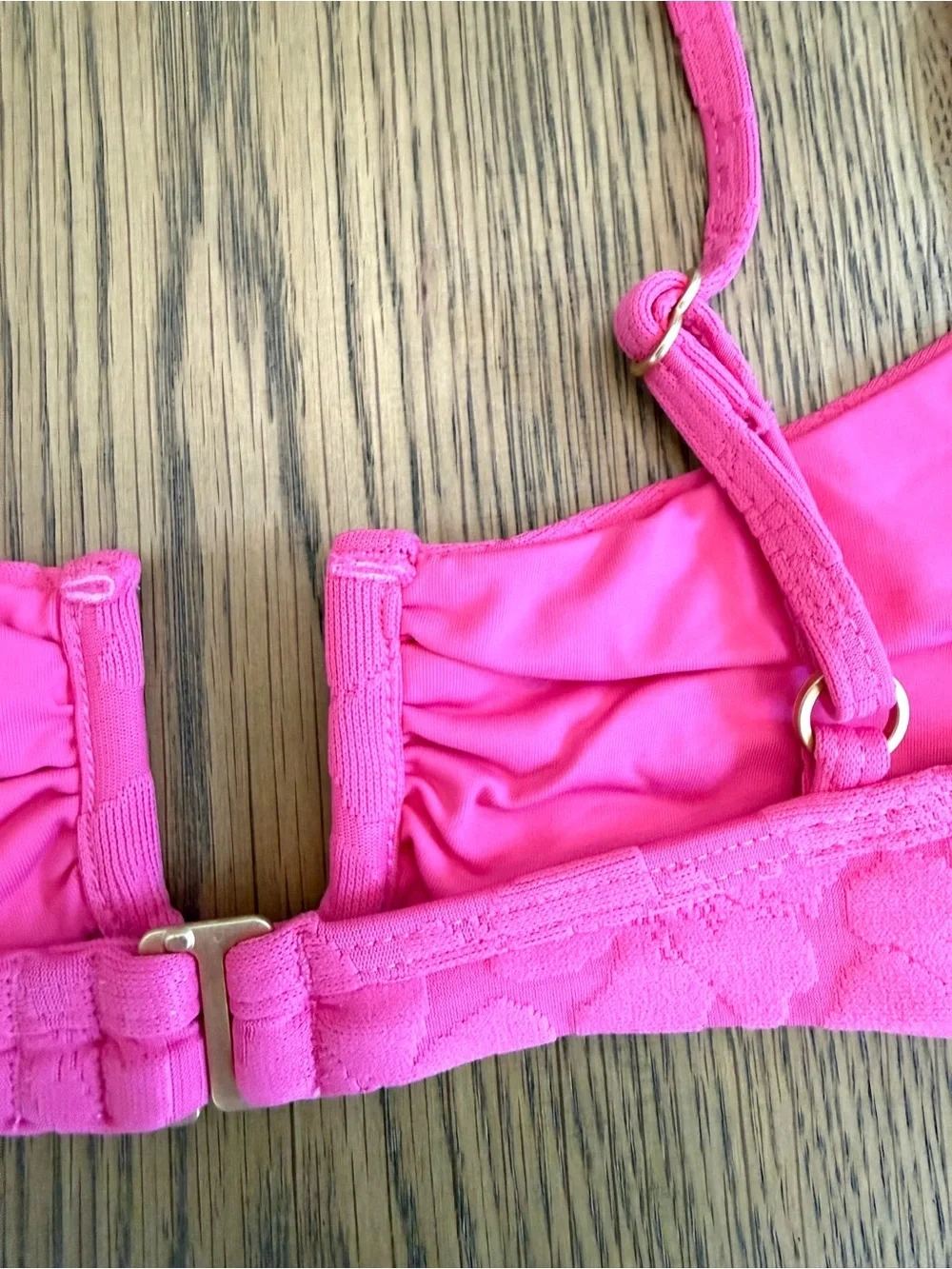 L*Space Peyton Bikini Top Hot Pink Floral Textured Ring Bralette Swim NWT